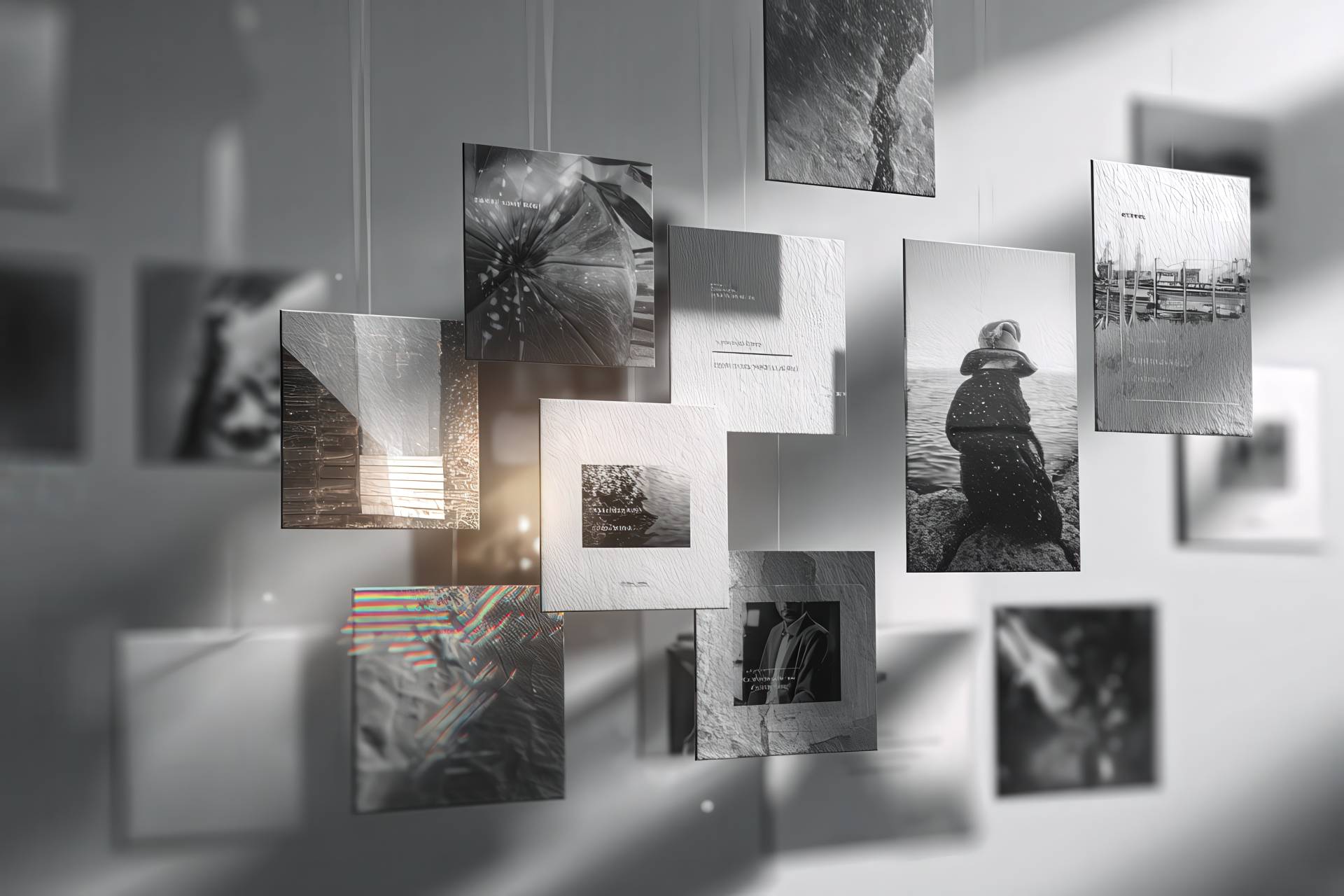 Creative mosaic of 30 portfolio projects with digital effects