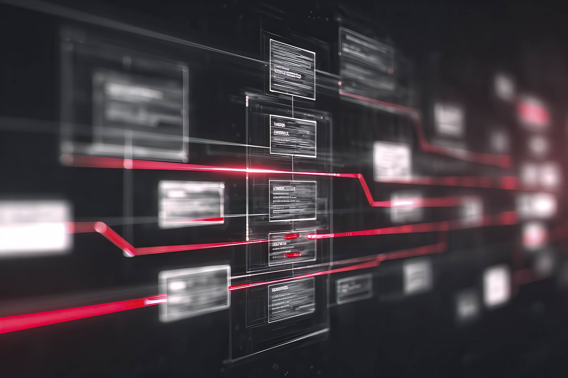 Visual sitemap structure with glowing metadata and navigational flow