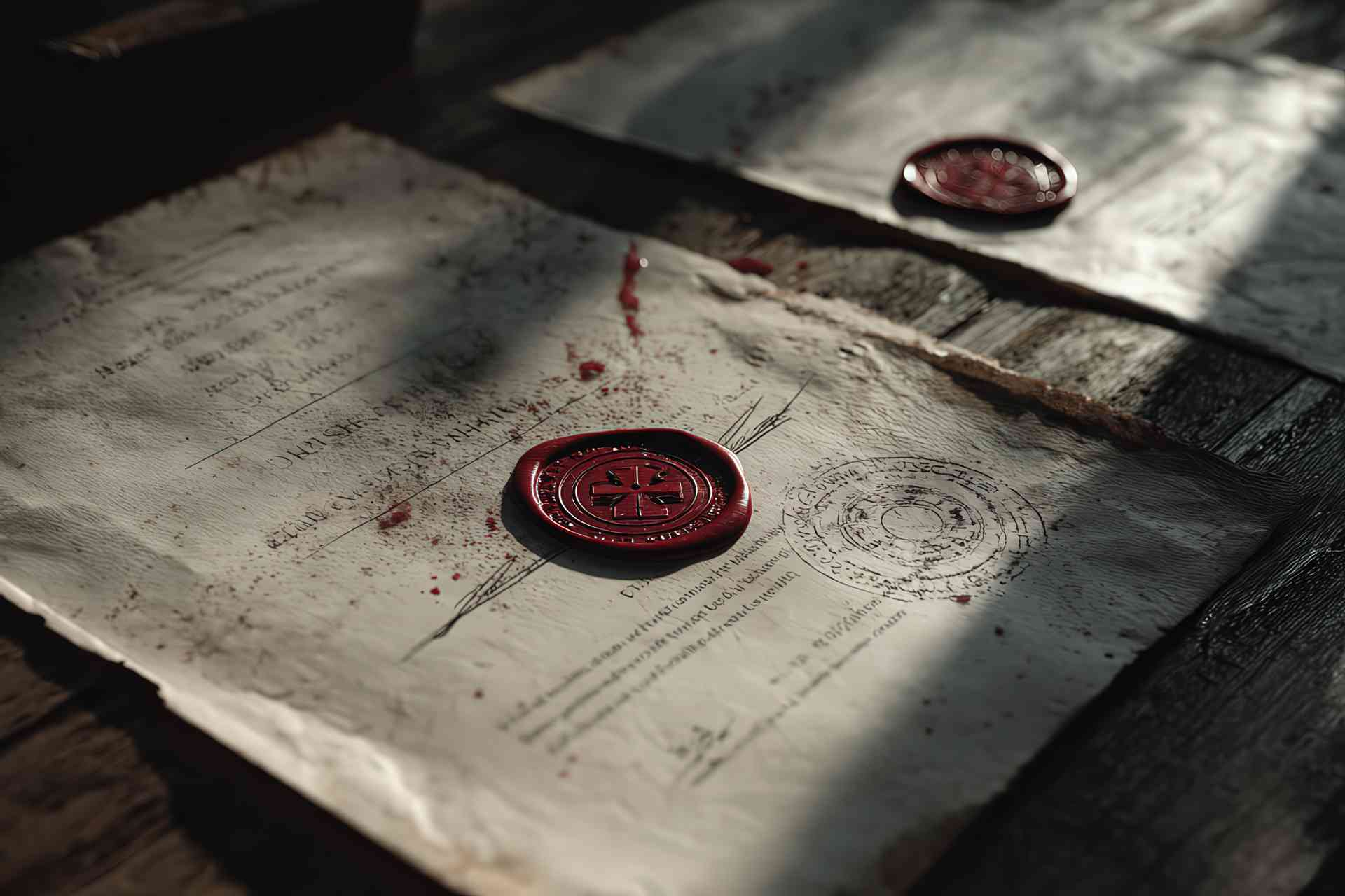 A cinematic desk scene with symbolic Swiss certificates, red seals and editorial lighting
