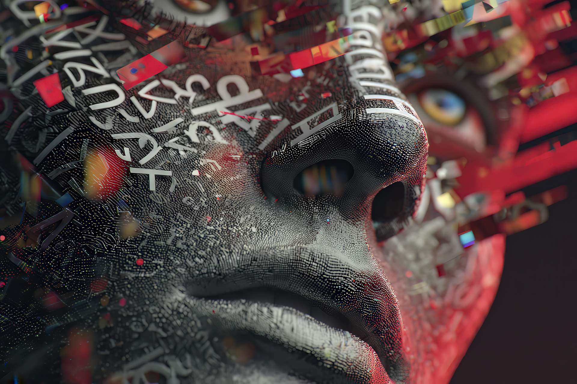 Human face merging with brand elements and digital effects