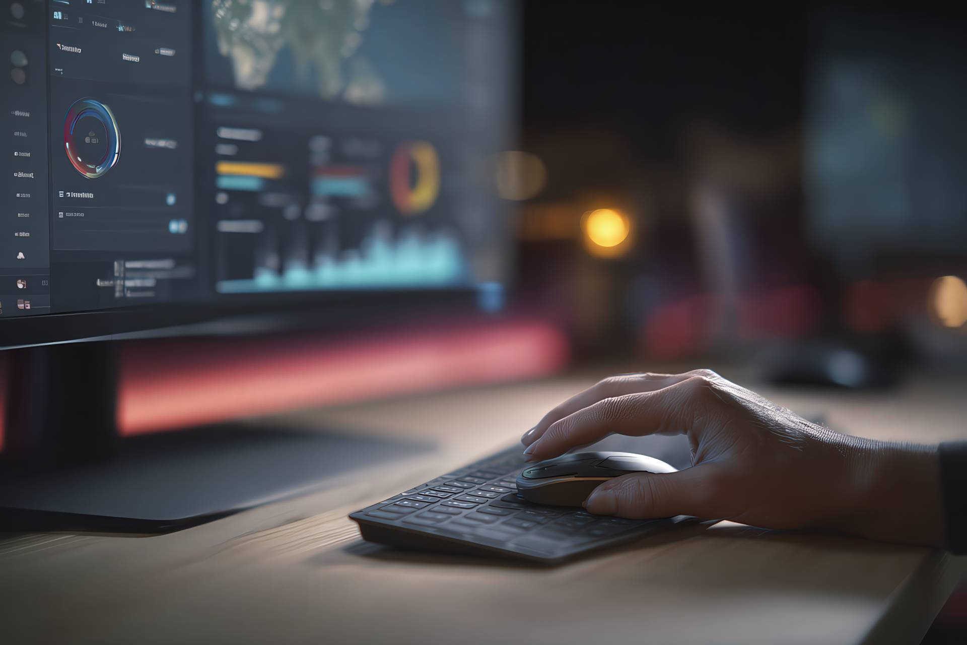 Close-up of a professional desk setup with CRM on screen