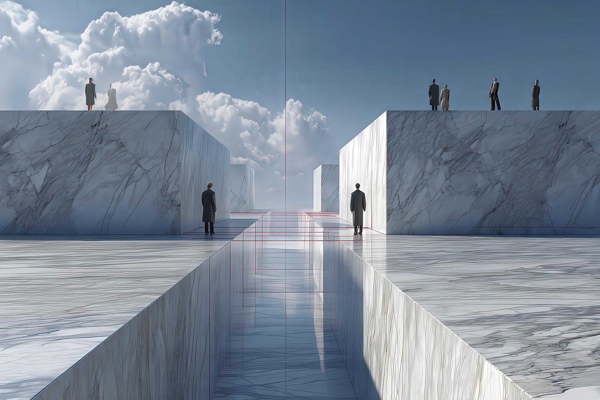 Chasm between belief and expectation visualized with holograms