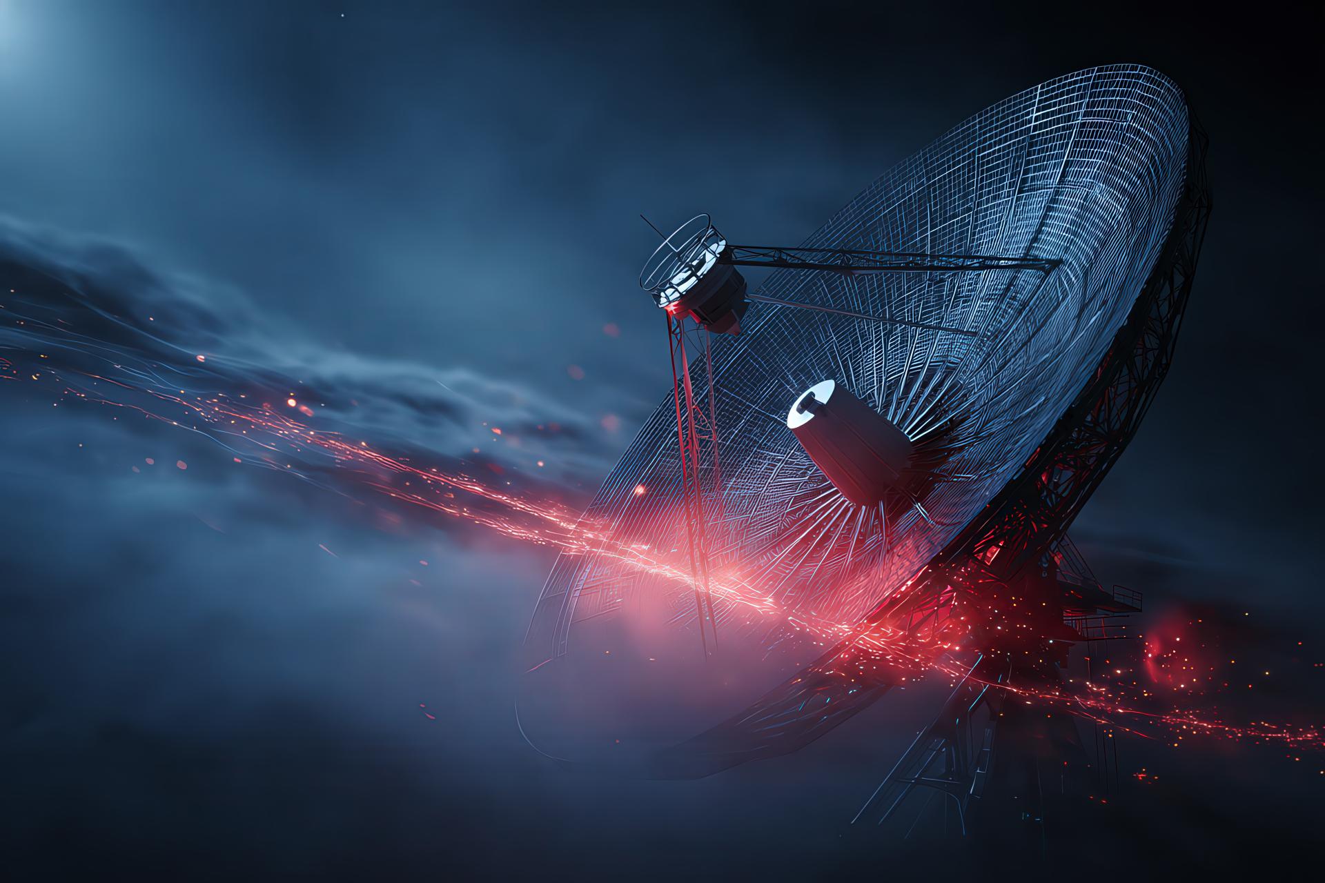 Parabolic antenna in a surreal digital space receiving signals