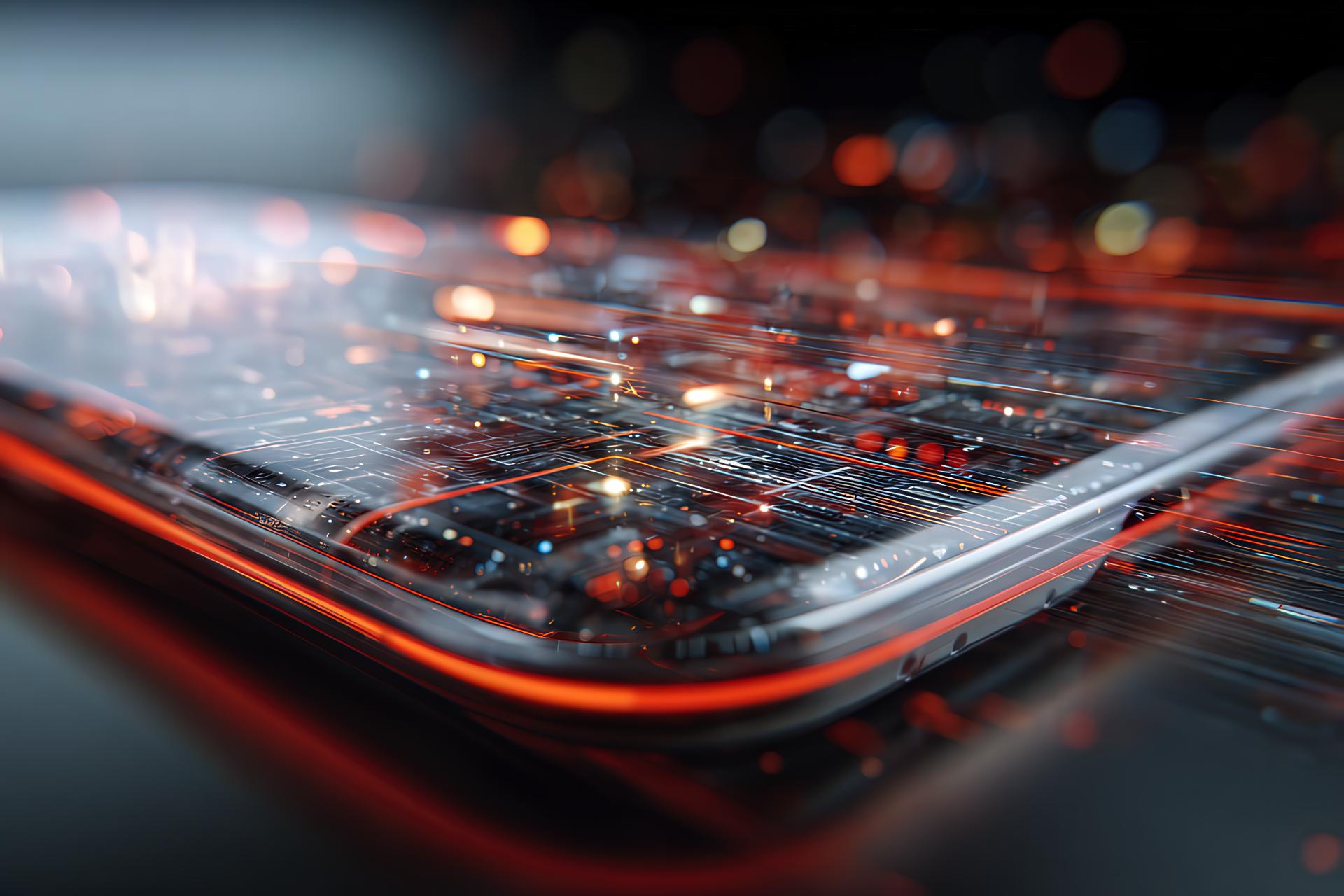 Smartphone screen revealing a digital universe underneath