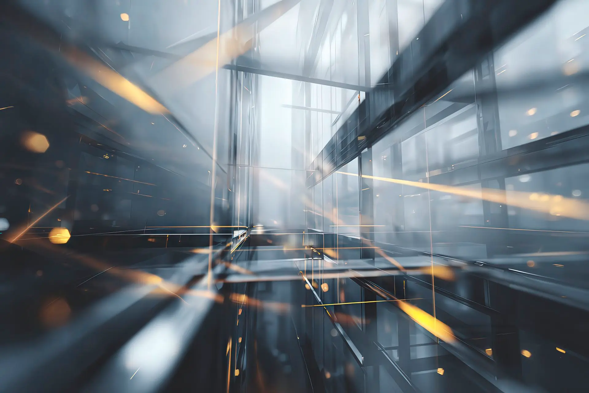 Transparent framework illuminated by light beams symbolising structural truth